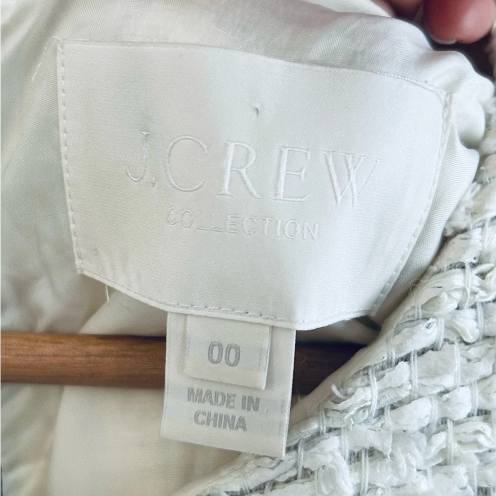 J. Crew Collection Cream Bouclé Shift‎ Dress with Black Trim  mod monochromatic